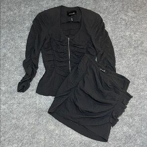 Isabel Marant Black Textured Jacket and Skirt Set